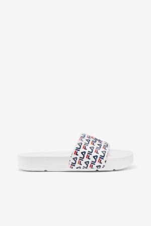 FILA Drifter Mood 2 Slides White / Navy / Red,Womens Shoes | CA.UOGJVL790